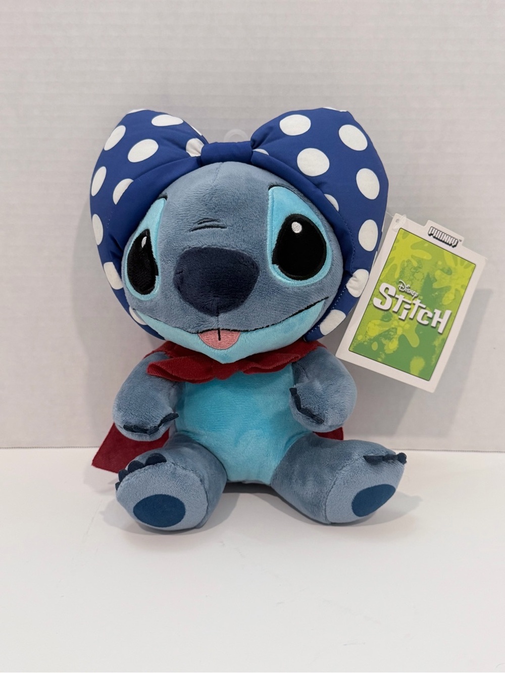 Disney Blue Stitch Plush with White Polka-Dot Bow